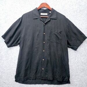 Camp Silk Shirt Mens Large Black‎ TOMMY BAHAMA Hawaiian Coastal Dad Resort Vacay